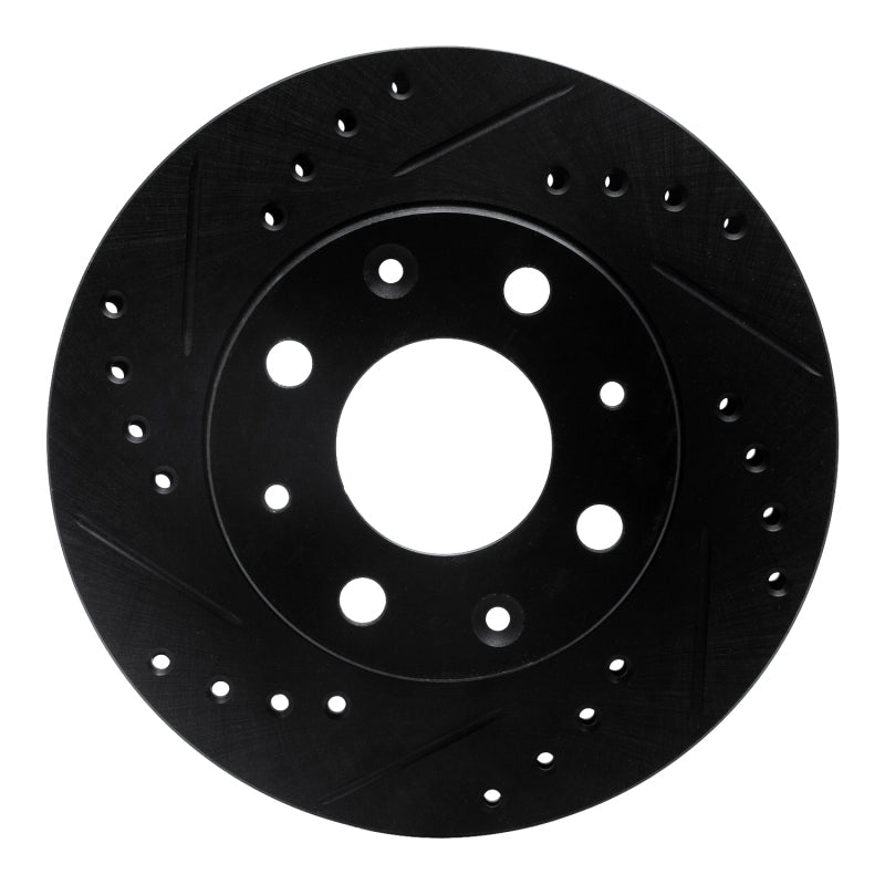 R1 Concepts Front Left Drilled & Slotted Black Brake Rotor for Honda Civic Hatchback (1984 - 2006) | rncECB - 59005L - JDMuscleSPK975877
