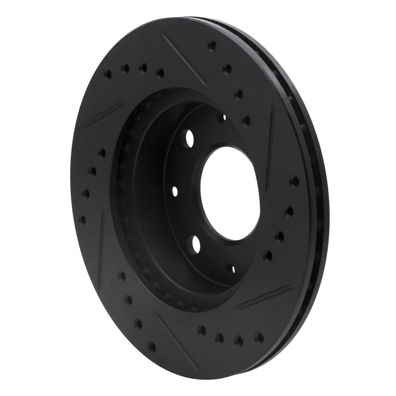 R1 Concepts Front Left Drilled & Slotted Black Brake Rotor for Honda Civic Hatchback (1984 - 2006) | rncECB - 59005L - JDMuscleSPK975877
