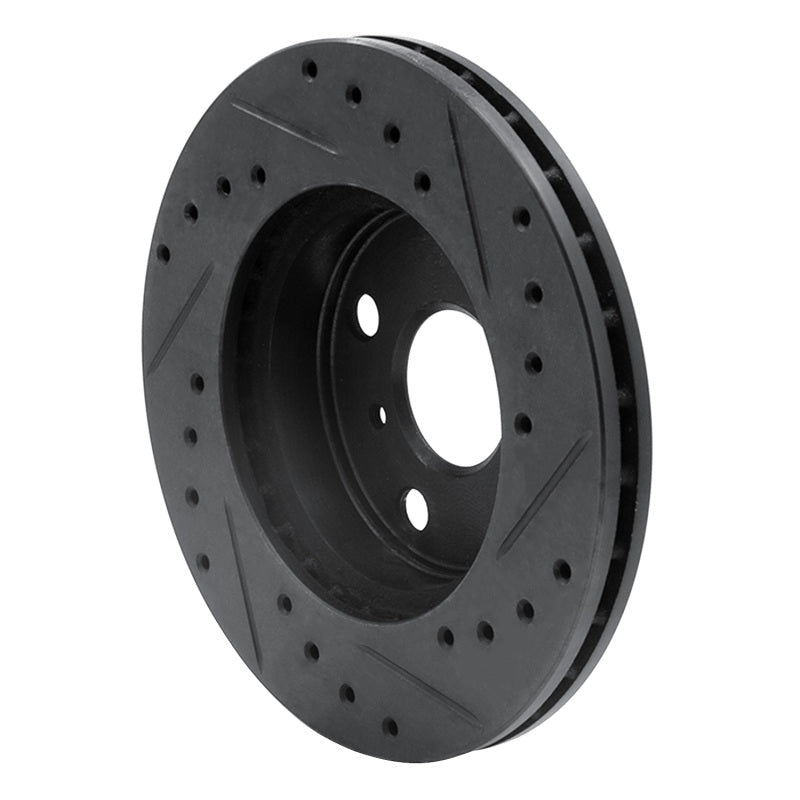 R1 Concepts Front Left Drilled & Slotted Brake Rotor for 1986 - 1989 Toyota Celica - Black Finish | rncECB - 76026L - JDMuscleSPK983675