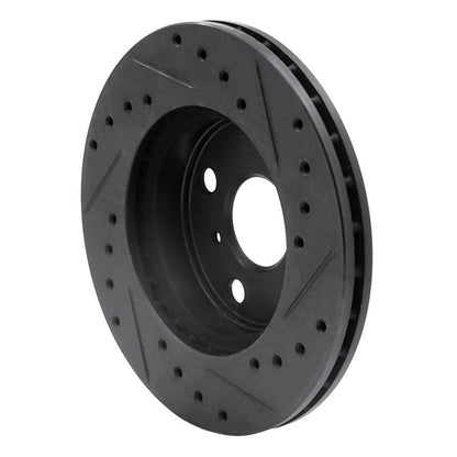 R1 Concepts Front Left Drilled & Slotted Brake Rotor for 1986 - 1989 Toyota Celica - Black Finish | rncECB - 76026L - JDMuscleSPK983675