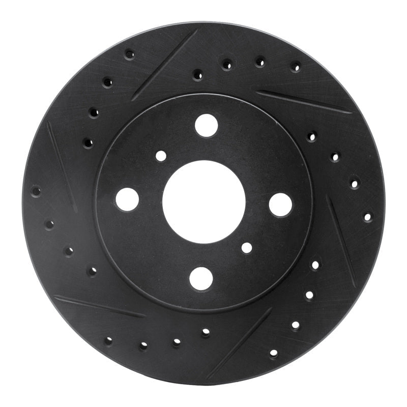 R1 Concepts Front Left Drilled & Slotted Brake Rotor for 1986 - 1989 Toyota Celica - Black Finish | rncECB - 76026L - JDMuscleSPK983675