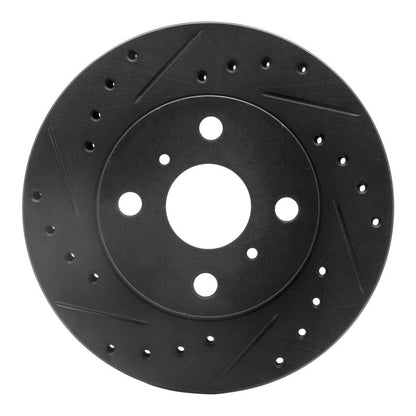 R1 Concepts Front Left Drilled & Slotted Brake Rotor for 1986 - 1989 Toyota Celica - Black Finish | rncECB - 76026L - JDMuscleSPK983675