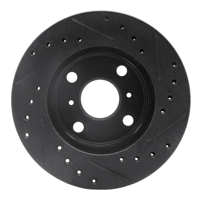 R1 Concepts Front Left Drilled & Slotted Brake Rotor for 1986 - 1989 Toyota Celica - Black Finish | rncECB - 76026L - JDMuscleSPK983675