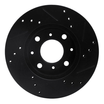 R1 Concepts Front Left Drilled & Slotted Brake Rotor for Honda Civic Wagon 1990 - 2000 – Black Finish | rncECB - 59018L - JDMuscleSPK975893