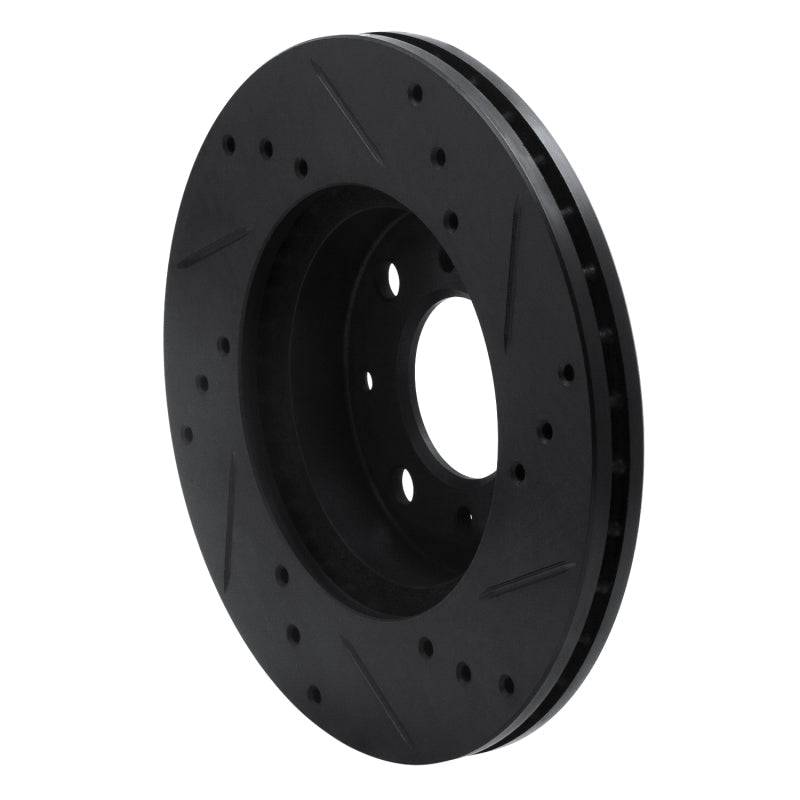 R1 Concepts Front Left Drilled & Slotted Brake Rotor for Honda Civic Wagon 1990 - 2000 – Black Finish | rncECB - 59018L - JDMuscleSPK975893