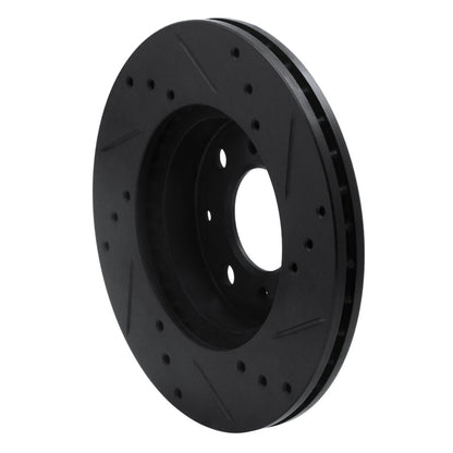 R1 Concepts Front Left Drilled & Slotted Brake Rotor for Honda Civic Wagon 1990 - 2000 – Black Finish | rncECB - 59018L - JDMuscleSPK975893