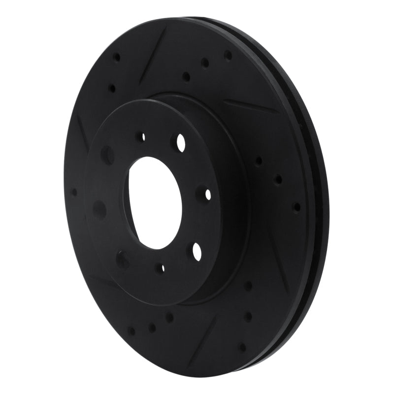 R1 Concepts Front Left Drilled & Slotted Brake Rotor for Honda Civic Wagon 1990 - 2000 – Black Finish | rncECB - 59018L - JDMuscleSPK975893