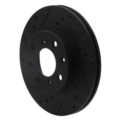 R1 Concepts Front Left Drilled & Slotted Brake Rotor for Honda Civic Wagon 1990 - 2000 – Black Finish | rncECB - 59018L - JDMuscleSPK975893