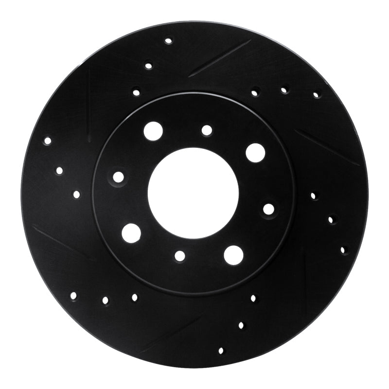 R1 Concepts Front Left Drilled & Slotted Brake Rotor for Honda Civic Wagon 1990 - 2000 – Black Finish | rncECB - 59018L - JDMuscleSPK975893