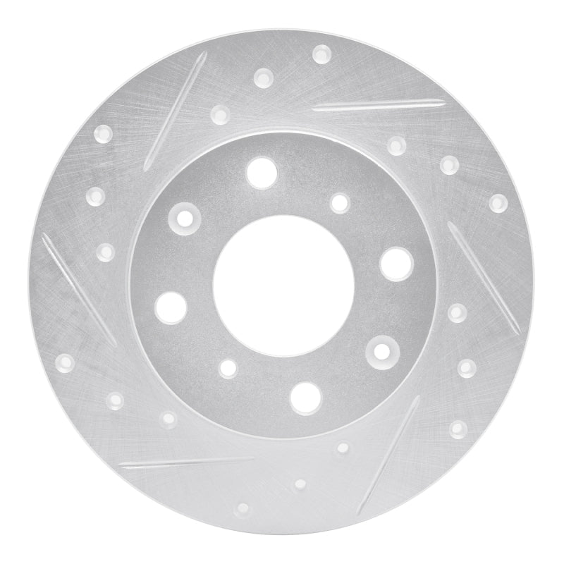 R1 Concepts Front Left Drilled & Slotted Silver Brake Rotor for 1984 - 1987 Honda Civic Hatchback | rncEDZ - 59009L - JDMuscleSPK986435