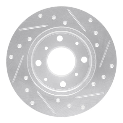 R1 Concepts Front Left Drilled & Slotted Silver Brake Rotor for 1984 - 1987 Honda Civic Hatchback | rncEDZ - 59009L - JDMuscleSPK986435