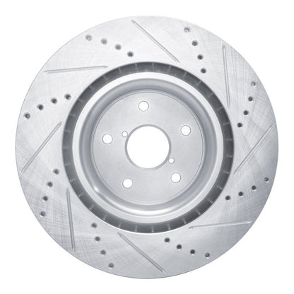 R1 Concepts Front Left Drilled & Slotted Silver Brake Rotor for 2018 - 2025 Subaru WRX STI | rncEDZ - 13041L - JDMuscleSPK984478