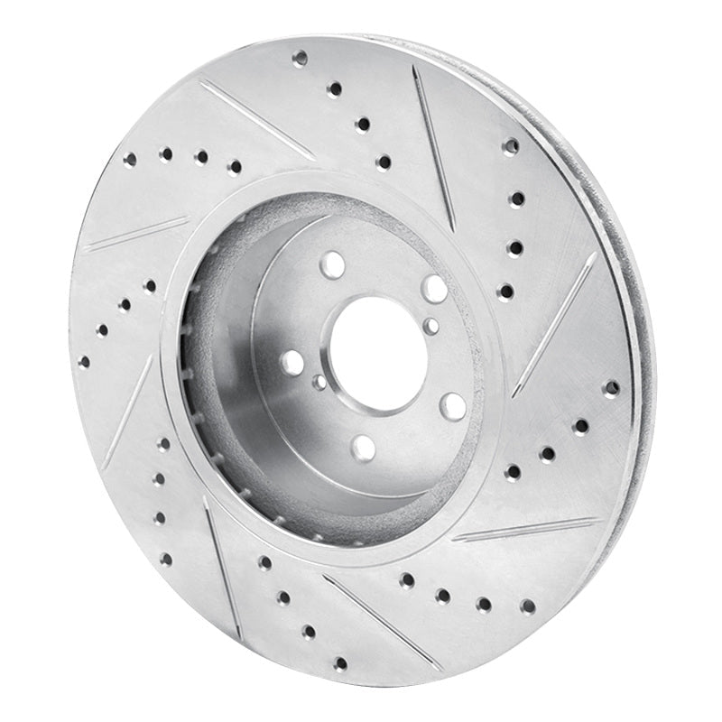 R1 Concepts Front Left Drilled & Slotted Silver Brake Rotor for Subaru Forester (2005 - 2018) | rncEDZ - 13018L - JDMuscleSPK976836