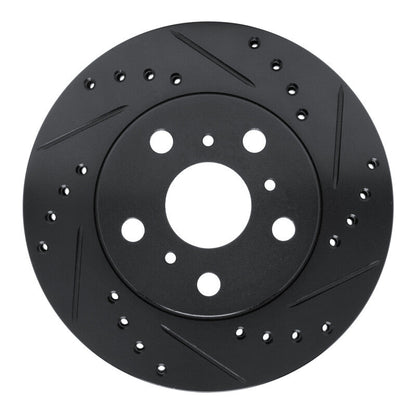 R1 Concepts Front Right Drilled & Slotted Black Brake Rotor for 1983 - 1986 Toyota Camry | rncECB - 76016R - JDMuscleSPK983660
