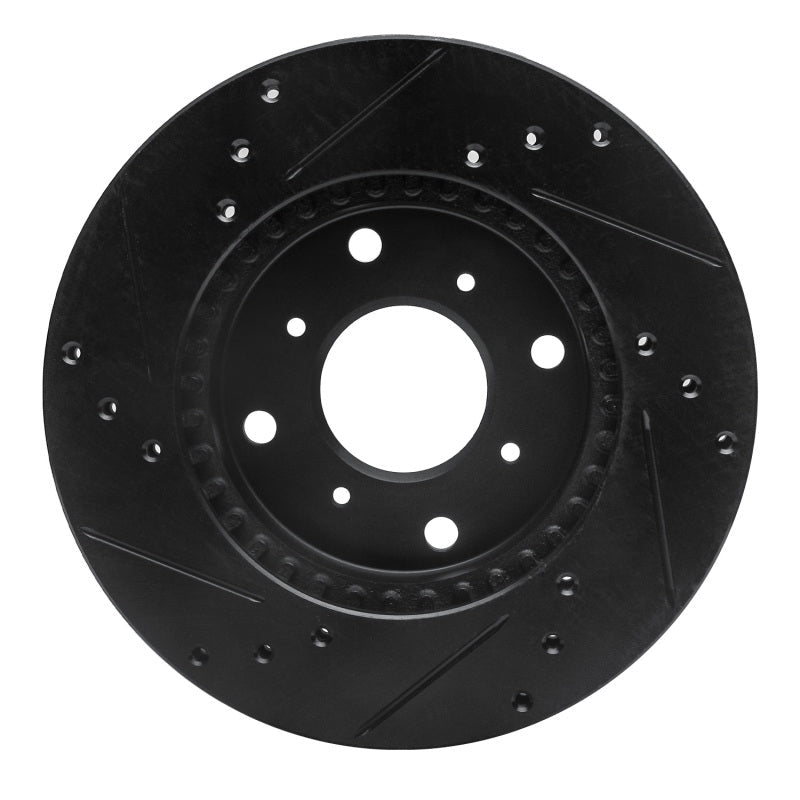 R1 Concepts Front Right Drilled & Slotted Black Brake Rotor for 1992 - 1996 Honda Prelude | rncECB - 59021R - JDMuscleSPK975900