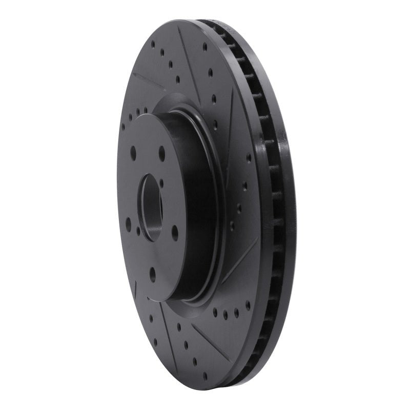 R1 Concepts Front Right Drilled & Slotted Black Brake Rotor for Subaru Legacy 2006 - 2021 | rncECB - 13035R - JDMuscleSPK973657