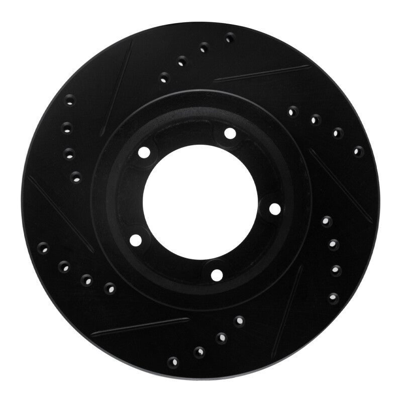 R1 Concepts Front Right Drilled & Slotted Black Brake Rotor for Toyota Hilux 1989 - 2008 | rncECB - 76106R - JDMuscleSPK983722