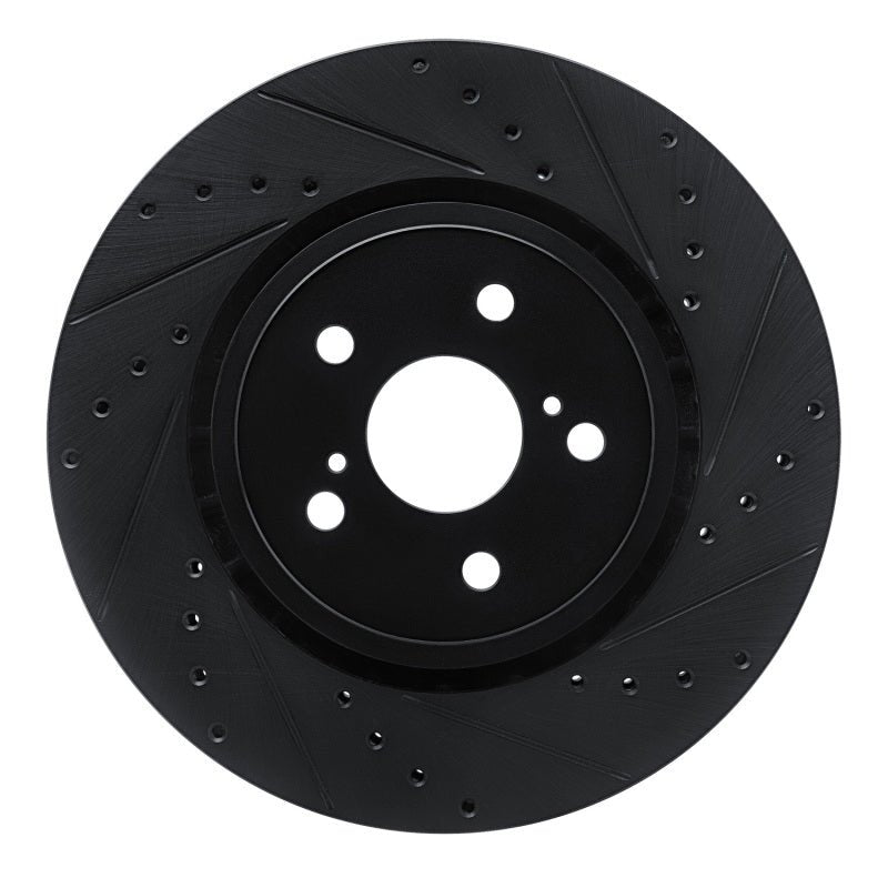 R1 Concepts Front Right Drilled & Slotted Black Brake Rotor for Toyota RAV4 Prime (Years 2021 - 2025) | rncECB - 76160R - JDMuscleSPK983756