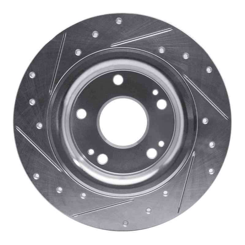 R1 Concepts Honda Civic Coupe Rear Right Drilled & Slotted Brake Rotor (2017 - 2020) - Silver Finish | rncEDZ - 59068R - JDMuscleSPK986501