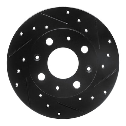 R1 Concepts Honda Civic Front Right Drilled & Slotted Brake Rotor (1980 - 1983) - Black Finish | rncECB - 59008R - JDMuscleSPK983076