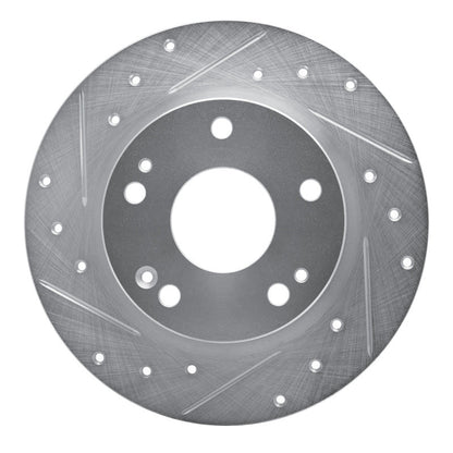 R1 Concepts Honda Civic Hatchback Rear Left Drilled & Slotted Silver Brake Rotor (Part rncEDZ - 59059L) | rncEDZ - 59059L - JDMuscleSPK986484