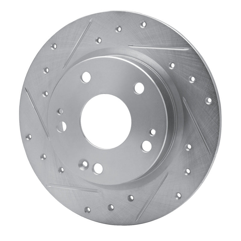 R1 Concepts Honda Civic Hatchback Rear Left Drilled & Slotted Silver Brake Rotor (Part rncEDZ - 59059L) | rncEDZ - 59059L - JDMuscleSPK986484