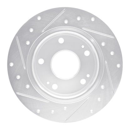 R1 Concepts Honda Civic Hatchback Rear Right Drilled & Slotted Silver Brake Rotor (Part Number: RNCEDZ - 59059R) | rncEDZ - 59059R - JDMuscleSPK986485