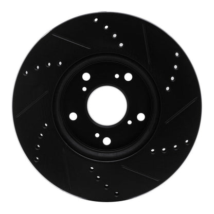 R1 Concepts Honda Civic Sedan Front Left Drilled & Slotted Black Brake Rotor (Part No. RNC - ECB - 59037L) | rncECB - 59037L - JDMuscleSPK975927