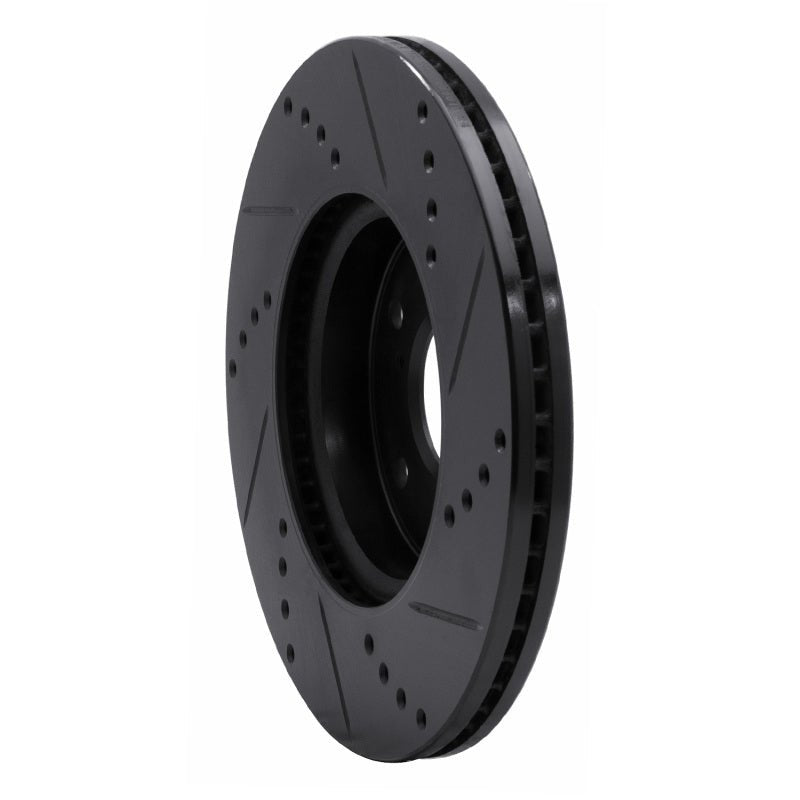 R1 Concepts Honda Civic Sedan Front Left Drilled & Slotted Black Brake Rotor (Part No. RNC - ECB - 59037L) | rncECB - 59037L - JDMuscleSPK975927