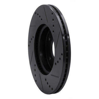 R1 Concepts Honda Civic Sedan Front Left Drilled & Slotted Black Brake Rotor (Part No. RNC - ECB - 59037L) | rncECB - 59037L - JDMuscleSPK975927