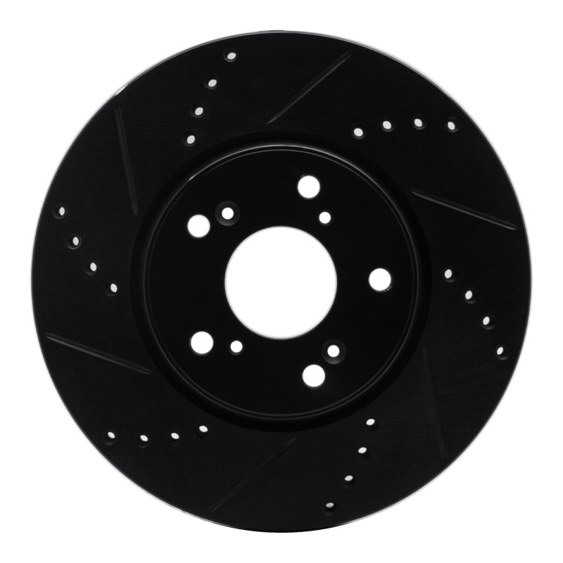 R1 Concepts Honda Civic Sedan Front Left Drilled & Slotted Black Brake Rotor (Part No. RNC - ECB - 59037L) | rncECB - 59037L - JDMuscleSPK975927