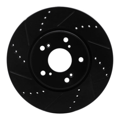 R1 Concepts Honda Civic Sedan Front Left Drilled & Slotted Black Brake Rotor (Part No. RNC - ECB - 59037L) | rncECB - 59037L - JDMuscleSPK975927