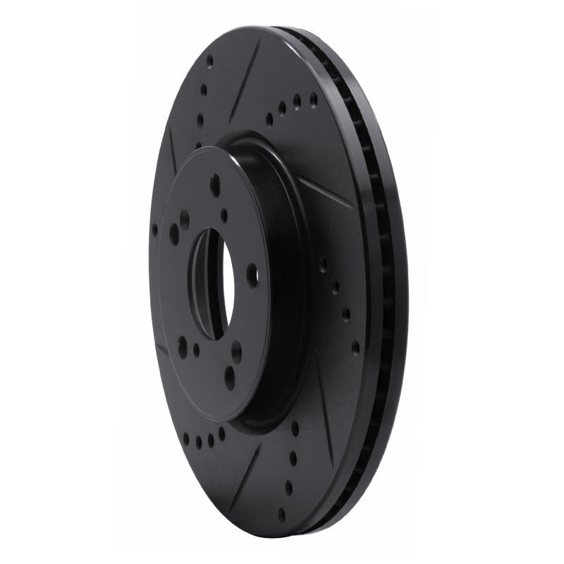 R1 Concepts Honda Civic Sedan Front Left Drilled & Slotted Black Brake Rotor (Part No. RNC - ECB - 59037L) | rncECB - 59037L - JDMuscleSPK975927
