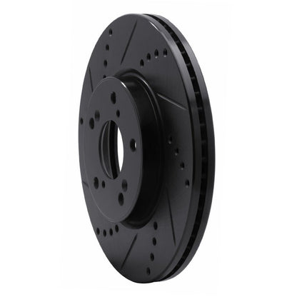 R1 Concepts Honda Civic Sedan Front Left Drilled & Slotted Black Brake Rotor (Part No. RNC - ECB - 59037L) | rncECB - 59037L - JDMuscleSPK975927