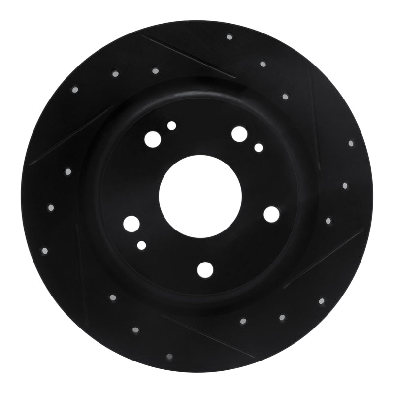 R1 Concepts Honda Civic Sedan Rear Right Drilled & Slotted Black Brake Rotor (Part Number: rncECB - 59068R) | rncECB - 59068R - JDMuscleSPK975967