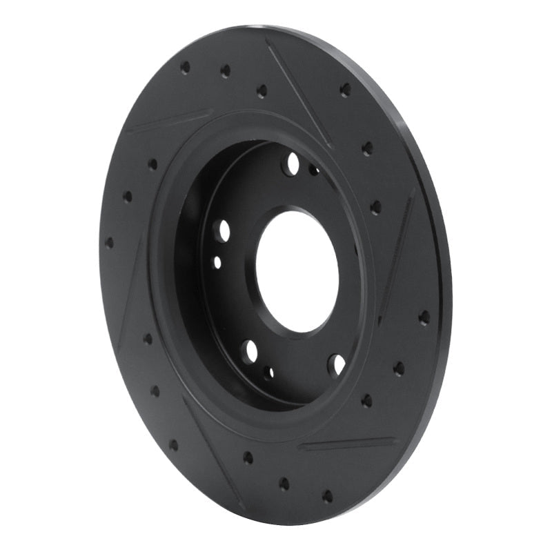R1 Concepts Honda CR - Z 2011 - 2015 Rear Left Drilled & Slotted Black Brake Rotor | rncECB - 59035L - JDMuscleSPK975923