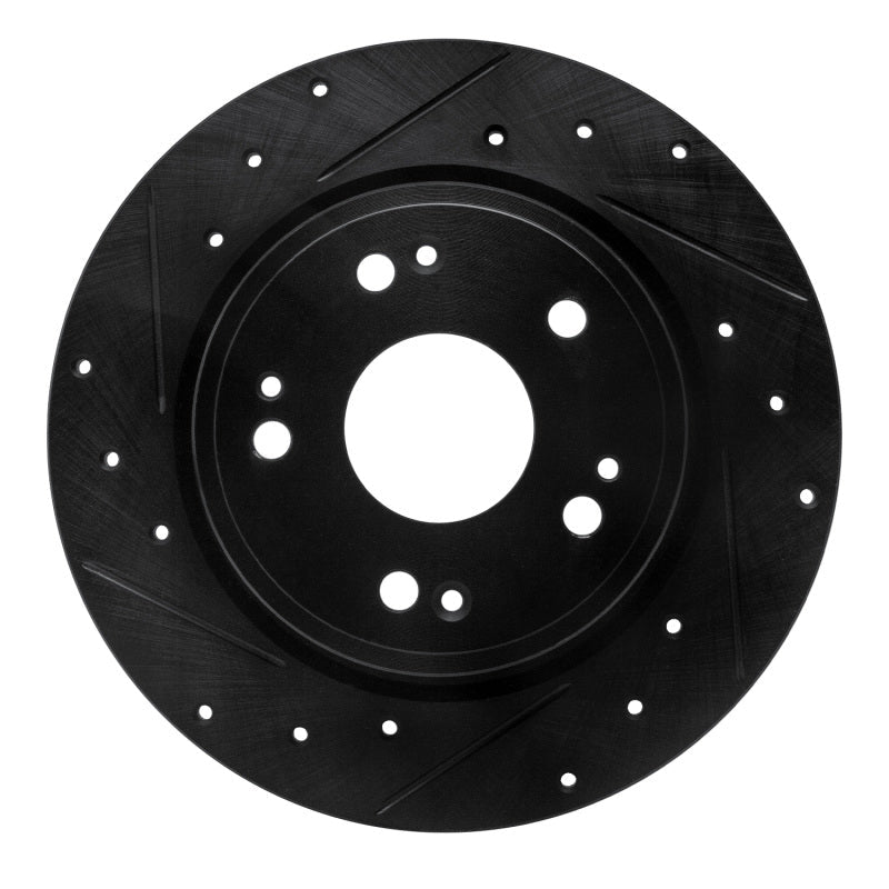 R1 Concepts Honda CR - Z Rear Left Drilled & Slotted Brake Rotor - Black Finish | rncECB - 59060L - JDMuscleSPK983086
