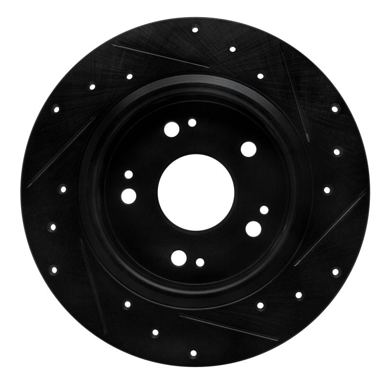 R1 Concepts Honda CR - Z Rear Left Drilled & Slotted Brake Rotor - Black Finish | rncECB - 59060L - JDMuscleSPK983086