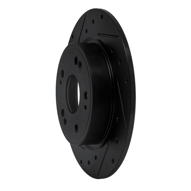R1 Concepts Honda CR - Z Rear Left Drilled & Slotted Brake Rotor - Black Finish | rncECB - 59060L - JDMuscleSPK983086