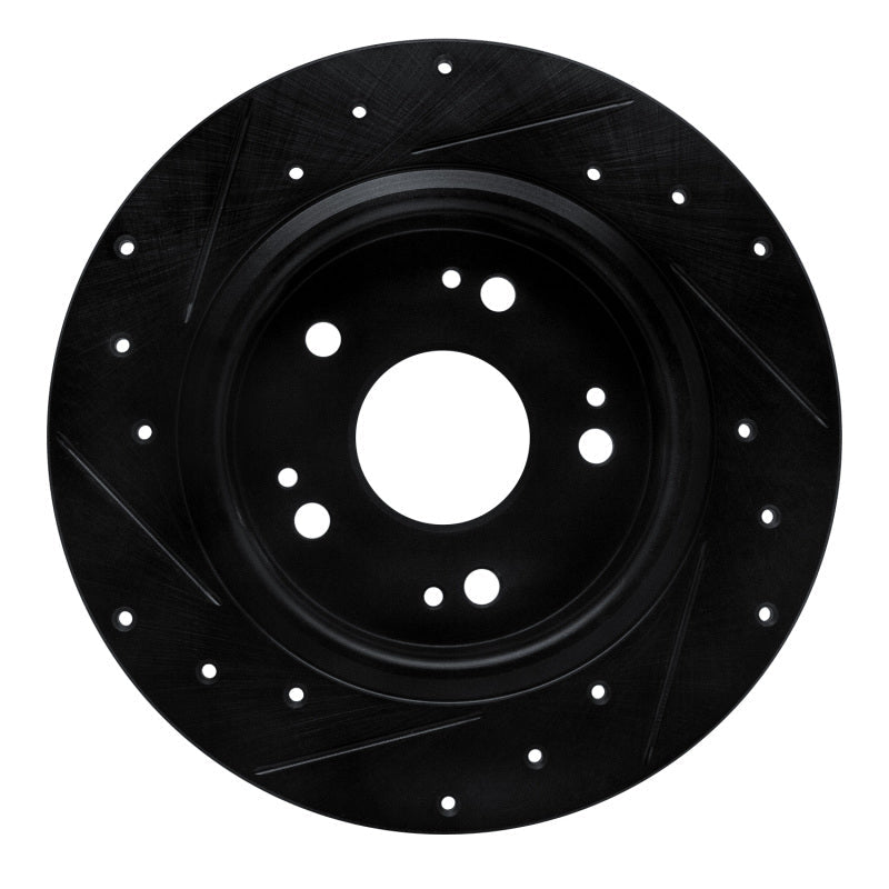 R1 Concepts Honda CR - Z Rear Right Drilled & Slotted Black Brake Rotor (Part rncECB - 59060R) | rncECB - 59060R - JDMuscleSPK983087