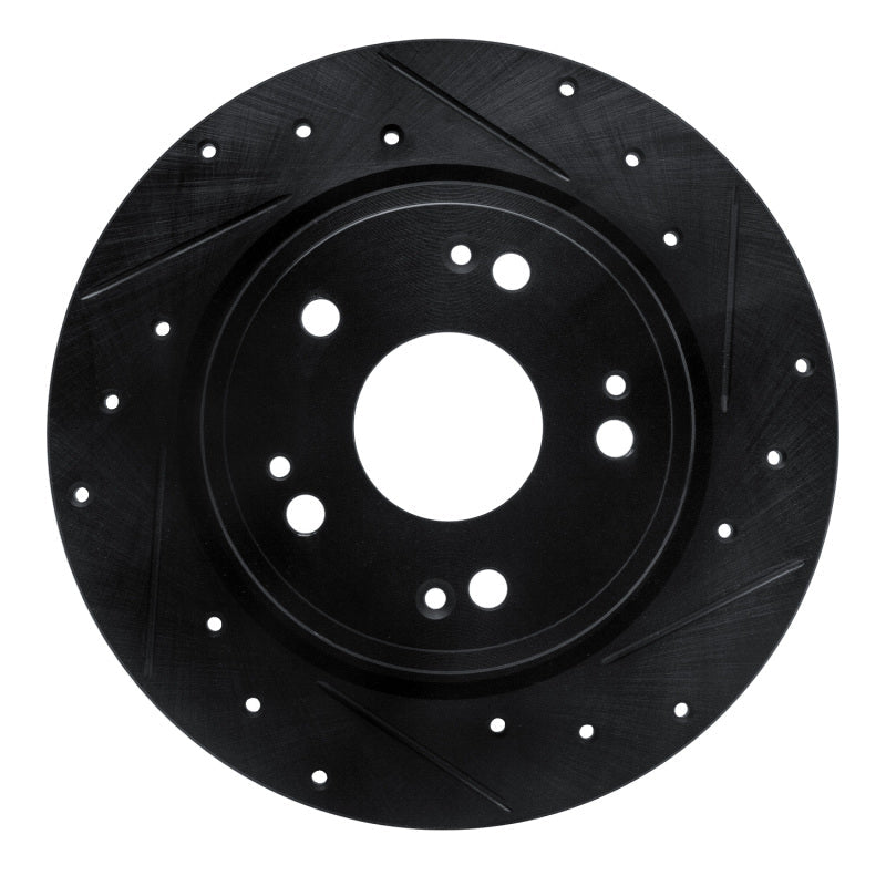 R1 Concepts Honda CR - Z Rear Right Drilled & Slotted Black Brake Rotor (Part rncECB - 59060R) | rncECB - 59060R - JDMuscleSPK983087