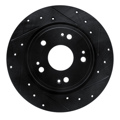 R1 Concepts Honda CR - Z Rear Right Drilled & Slotted Black Brake Rotor (Part rncECB - 59060R) | rncECB - 59060R - JDMuscleSPK983087