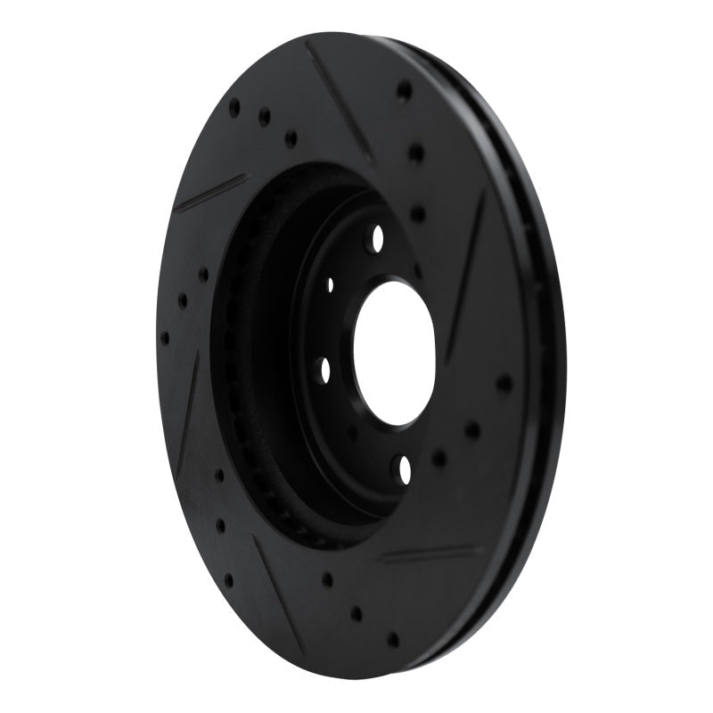 R1 Concepts Honda Fit 2015 - 2020 Front Left Drilled & Slotted Brake Rotor – Black Finish | rncECB - 59038L - JDMuscleSPK975929