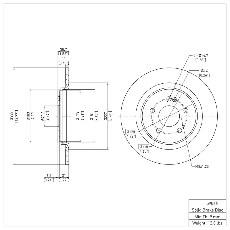 R1 Concepts Honda Odyssey Rear Brake Rotor (Years 2018 - 2025) - Part Number RNCERE - 59066 | rncERE - 59066 - JDMuscleSPK978350