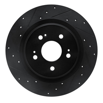 R1 Concepts Honda Odyssey Rear Left Drilled & Slotted Black Brake Rotor (Part rncECB - 59066L) | rncECB - 59066L - JDMuscleSPK983090