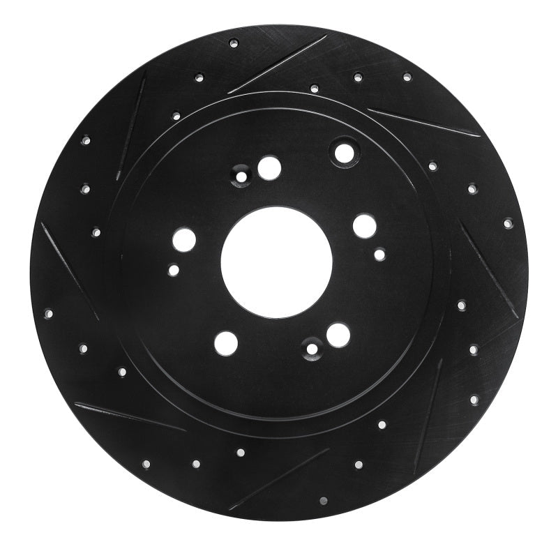 R1 Concepts Honda Ridgeline Rear Left Drilled & Slotted Brake Rotor (2006 - 2014) - Black Finish | rncECB - 59052L - JDMuscleSPK975950