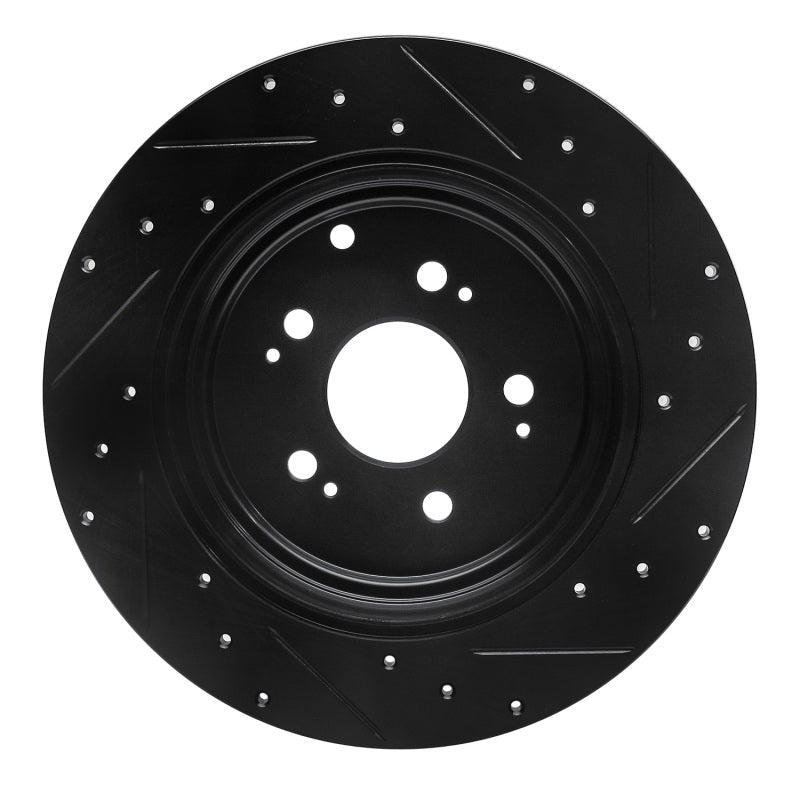 R1 Concepts Honda Ridgeline Rear Left Drilled & Slotted Brake Rotor (2006 - 2014) - Black Finish | rncECB - 59052L - JDMuscleSPK975950