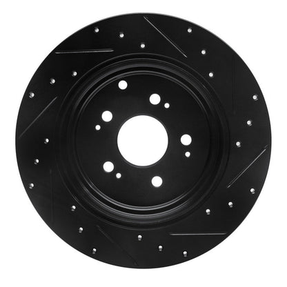 R1 Concepts Honda Ridgeline Rear Left Drilled & Slotted Brake Rotor (2006 - 2014) - Black Finish | rncECB - 59052L - JDMuscleSPK975950