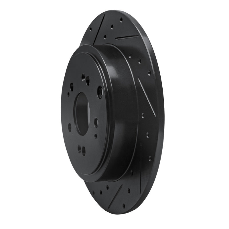R1 Concepts Honda Ridgeline Rear Left Drilled & Slotted Brake Rotor (2006 - 2014) - Black Finish | rncECB - 59052L - JDMuscleSPK975950