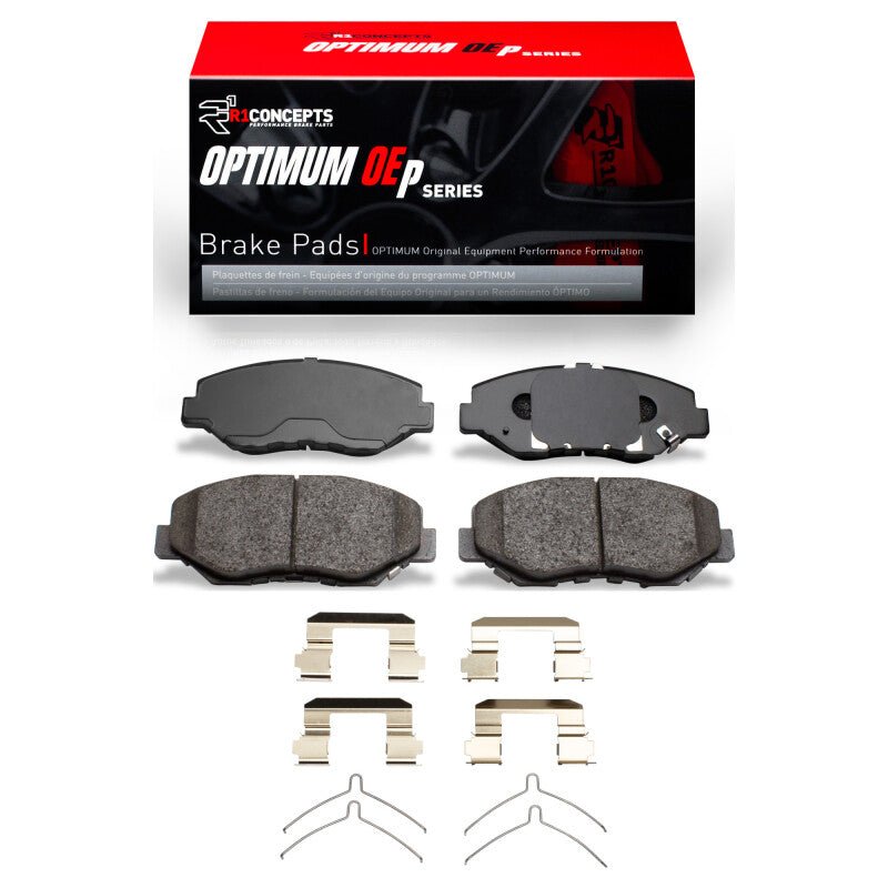 R1 Concepts Optimum OEp Front Brake Pads and Hardware Kit for Honda Pilot 2003 - 2008 | rnc2551 - 0914 - 02 - JDMuscleSPK947332